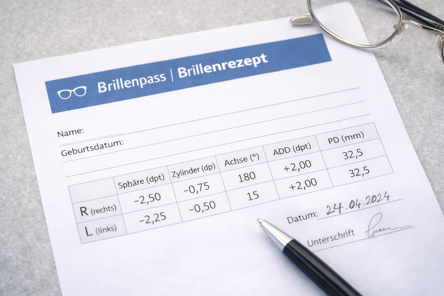 Brillenpassrezept