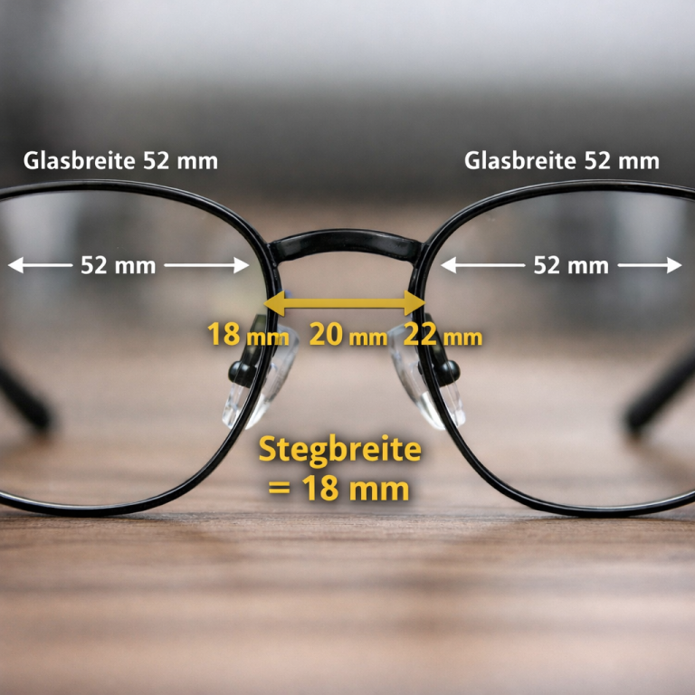 Detailansicht von Brille mit Messungen